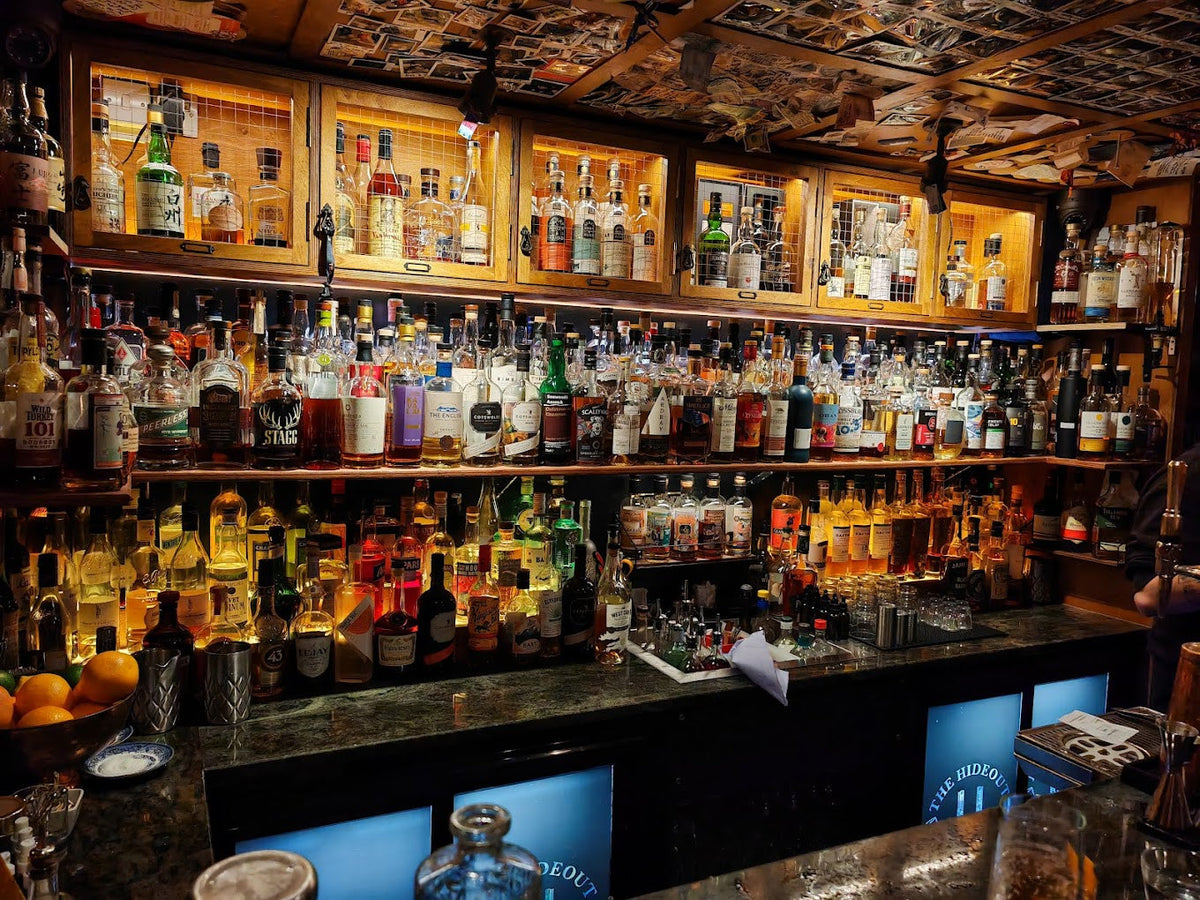 Whisky bottles on a shelf